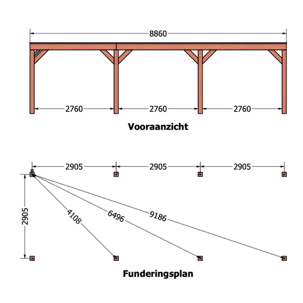 Douglas overkapping DHZ modern 890x310 cm