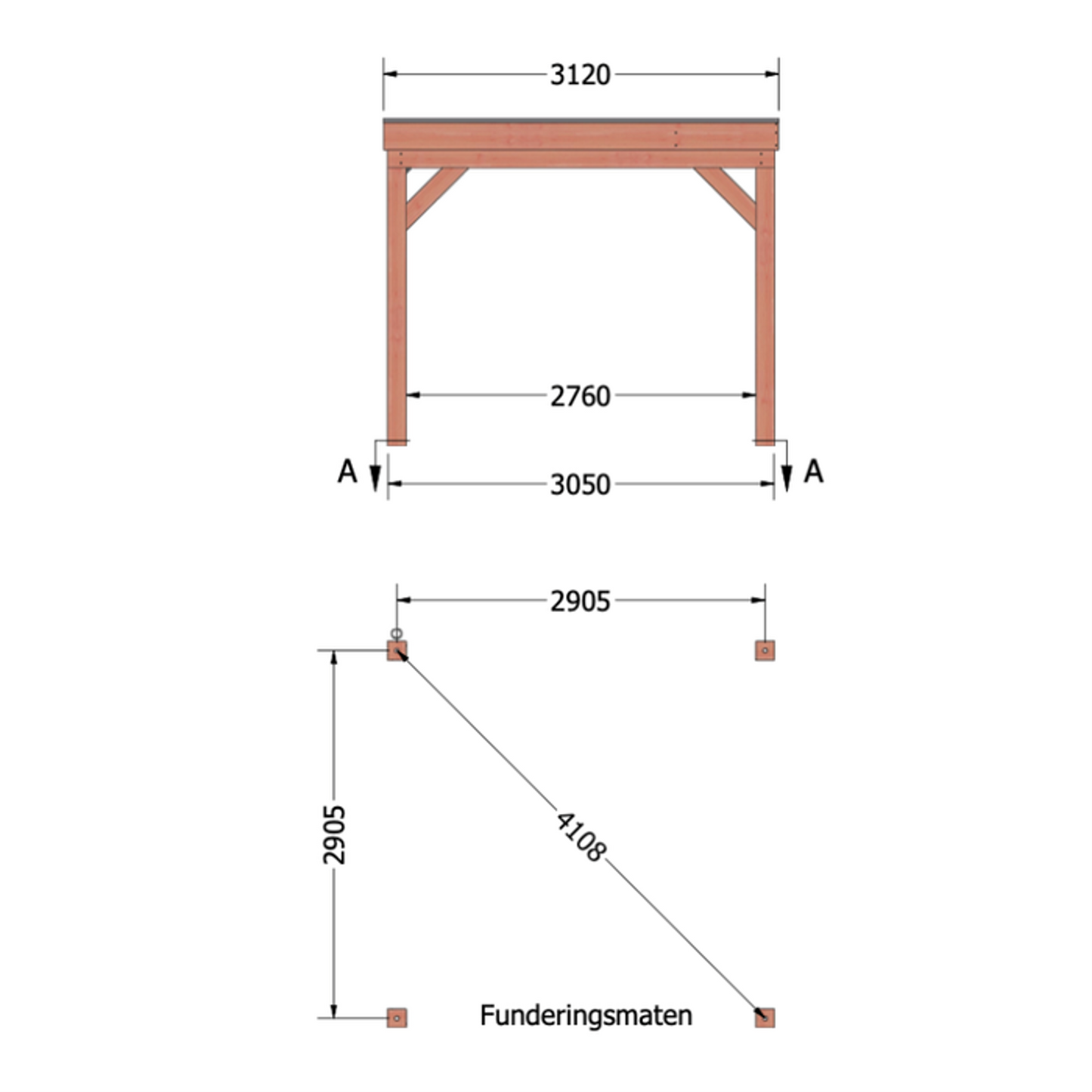 Douglas overkapping DHZ traditioneel 315x335 cm