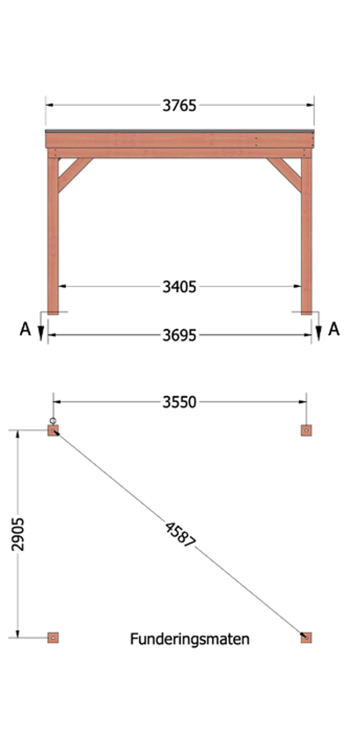 Douglas overkapping DHZ traditioneel 380x335 cm
