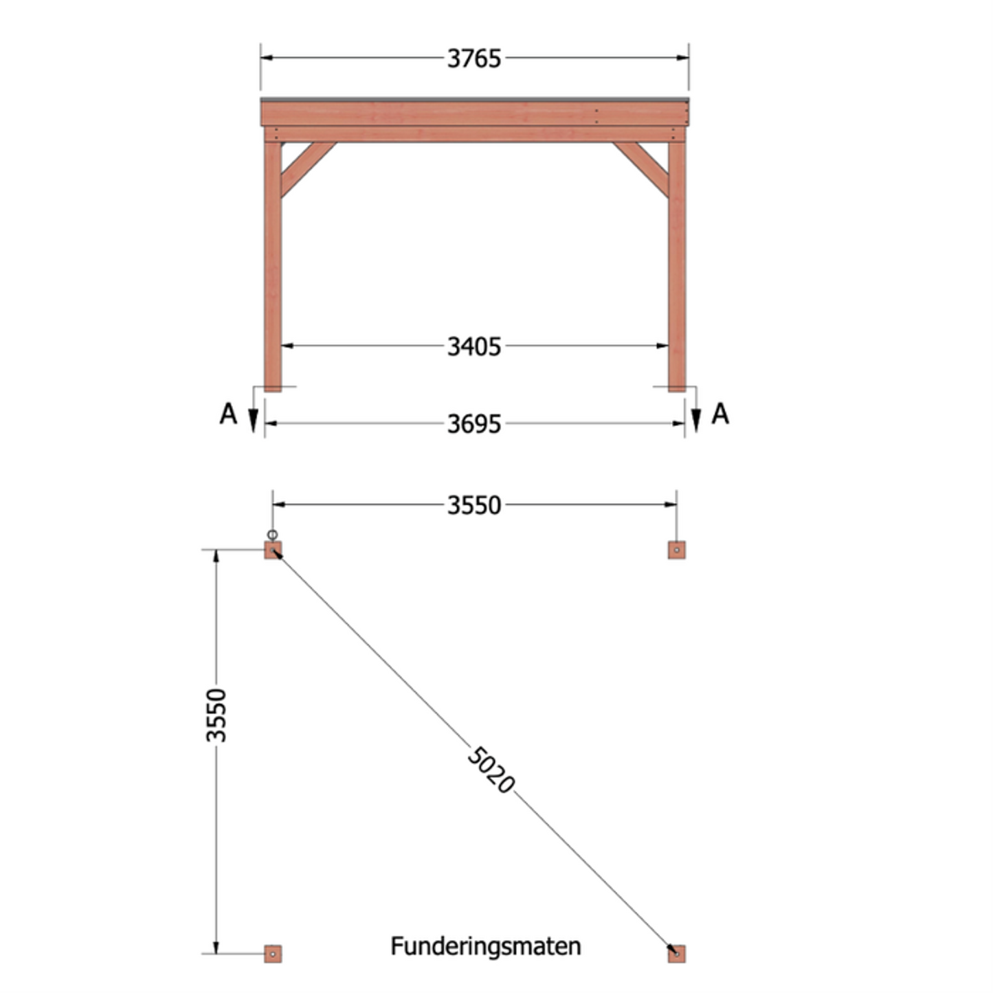 Douglas overkapping DHZ traditioneel 380x395 cm