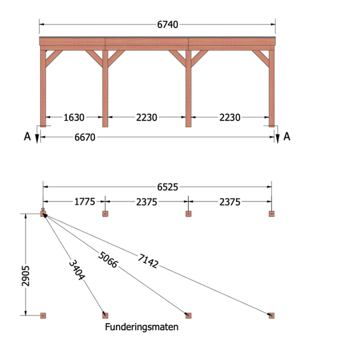 Douglas overkapping DHZ traditioneel 675x335 cm