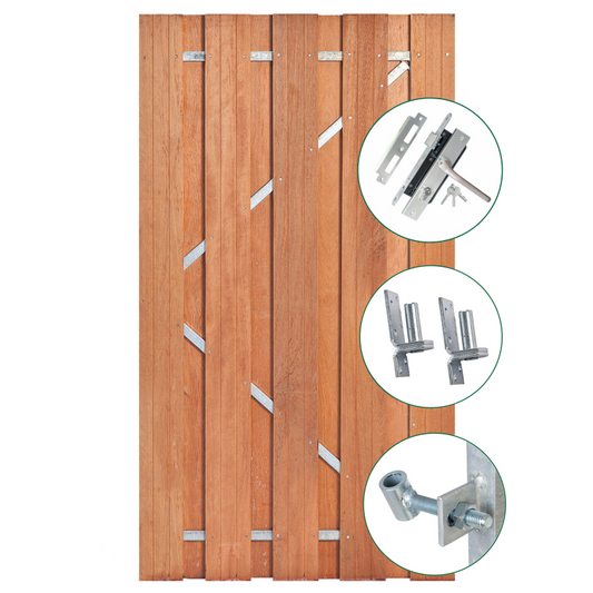 Keruing tuindeur Solide geschaafd 9 planks 100x180 cm