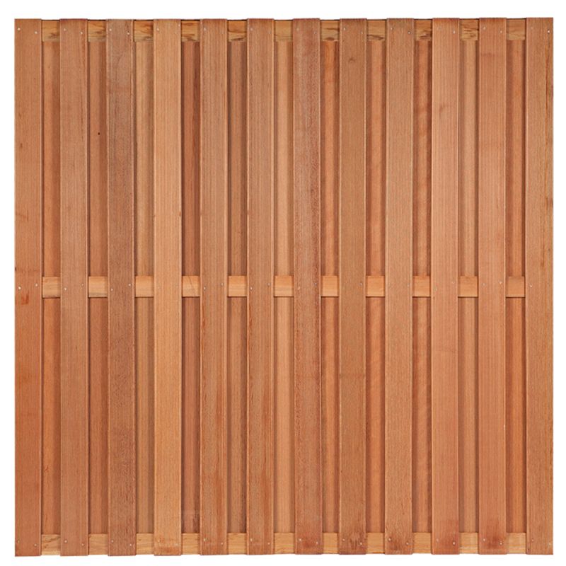 Keruing tuinscherm Leeuwarden geschaafd 26 planks 180x180 cm