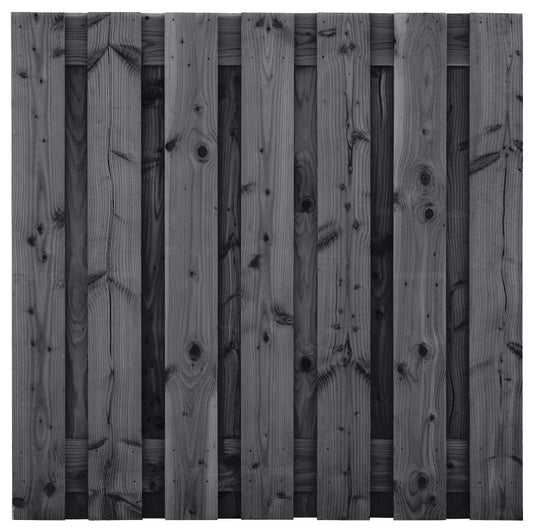 Douglas tuinscherm Wolfsburg fijnbezaagd zwart 15 planks 180x180 cm