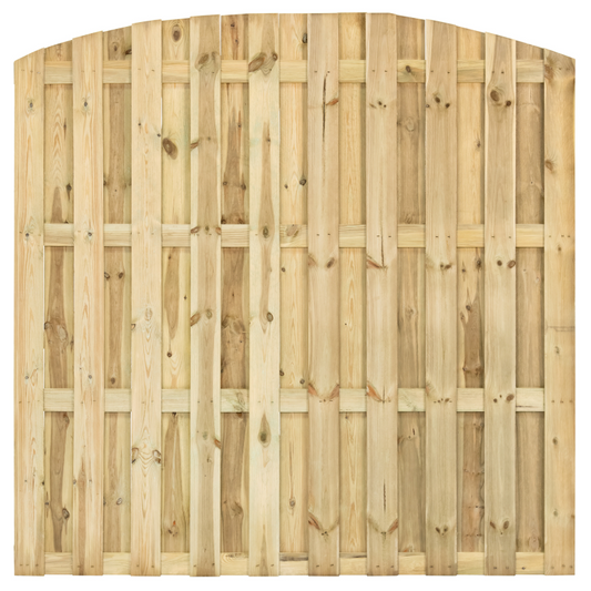 Grenen tuinscherm Aalsmeer met toog fijnbezaagd 23 planks 180x180 cm