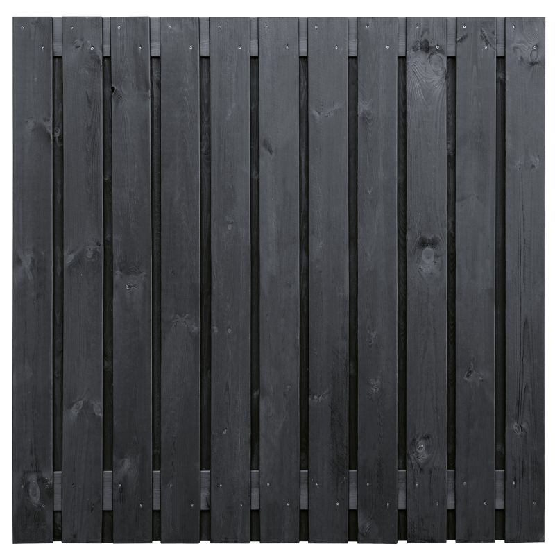 Vuren tuinscherm Dresden geschaafd zwart 23 planks 180x180 cm