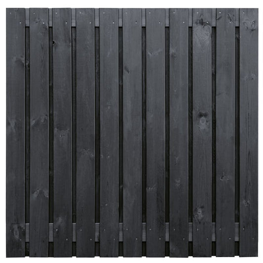 Vuren tuinscherm Dresden geschaafd zwart 23 planks 180x180 cm