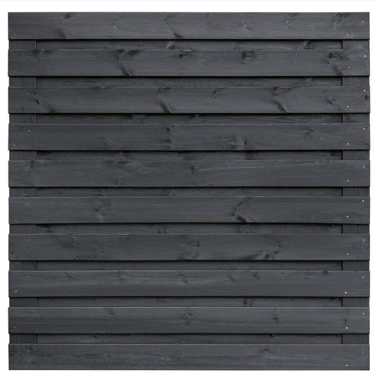 Vuren tuinscherm Kassel geschaafd zwart 21 planks 180x180 cm