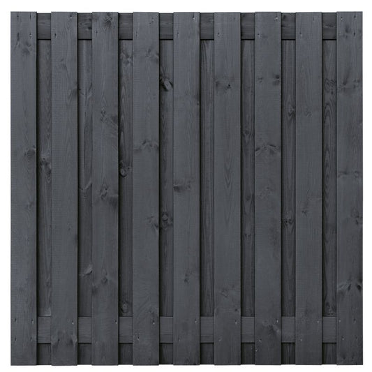Vuren tuinscherm Koblenz geschaafd zwart 19 planks 180x180 cm