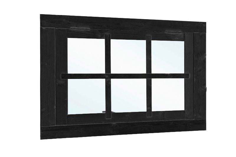 Vuren uitzetraam 6-ruits zwart gespoten 900x700 mm buitenmaat